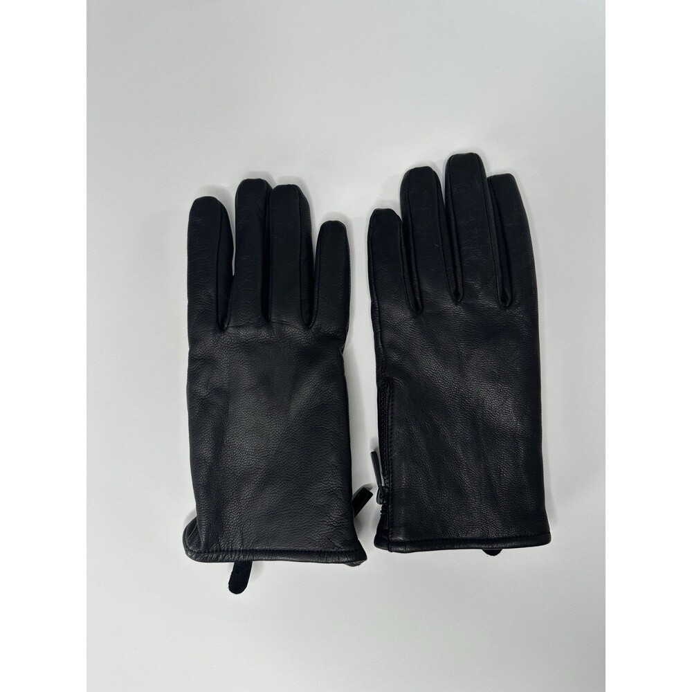 Calvin Klein Adult Full Grain Goat Leather Gloves Black Size L - Picture 3 of 5